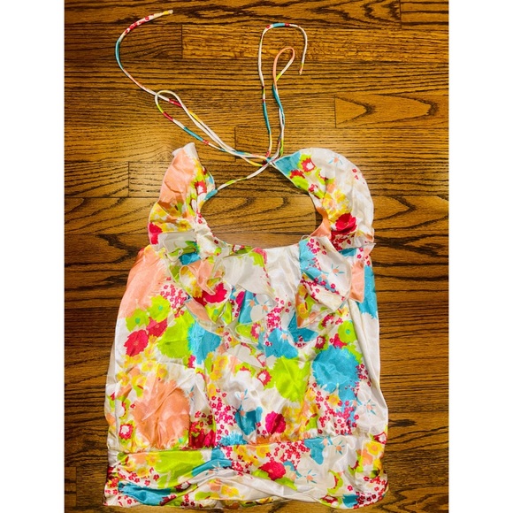 Vintage Rampage Y2K Halter Tie Floral Top Medium - Picture 2 of 4